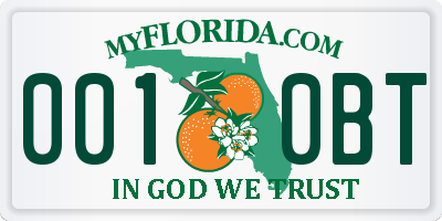 FL license plate 0010BT