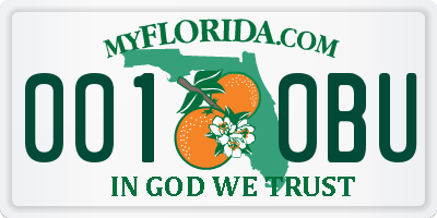 FL license plate 0010BU