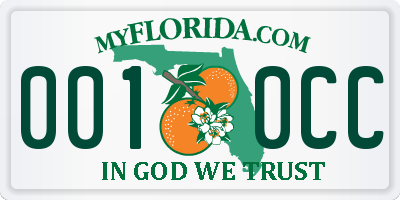 FL license plate 0010CC