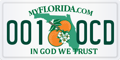 FL license plate 0010CD