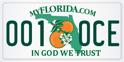 FL license plate 0010CE