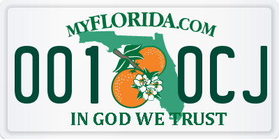 FL license plate 0010CJ