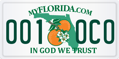 FL license plate 0010CO