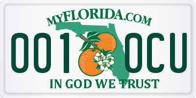 FL license plate 0010CU