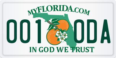 FL license plate 0010DA