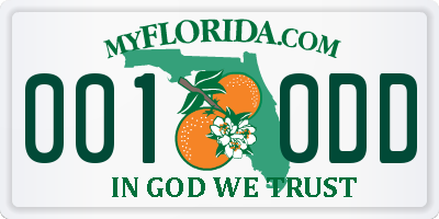 FL license plate 0010DD