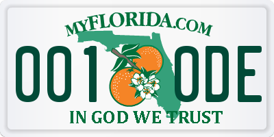 FL license plate 0010DE