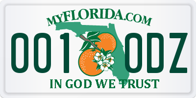 FL license plate 0010DZ