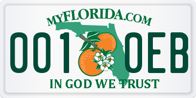 FL license plate 0010EB