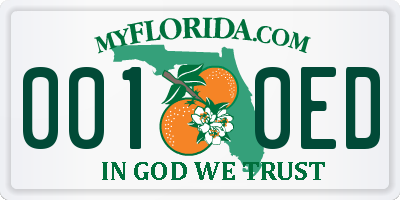 FL license plate 0010ED