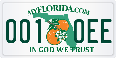 FL license plate 0010EE