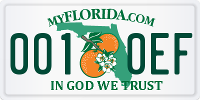 FL license plate 0010EF