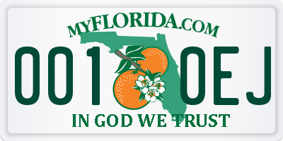 FL license plate 0010EJ