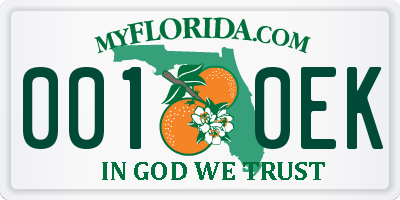 FL license plate 0010EK