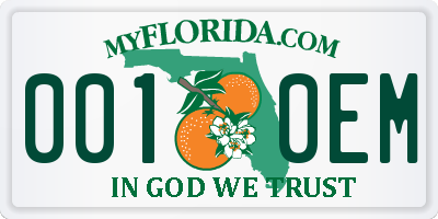 FL license plate 0010EM