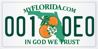 FL license plate 0010EO