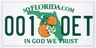 FL license plate 0010ET