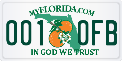 FL license plate 0010FB