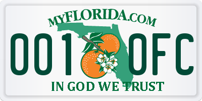 FL license plate 0010FC