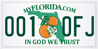 FL license plate 0010FJ