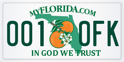 FL license plate 0010FK