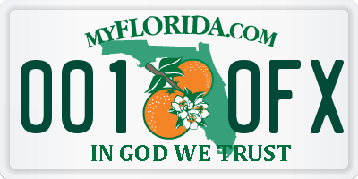 FL license plate 0010FX