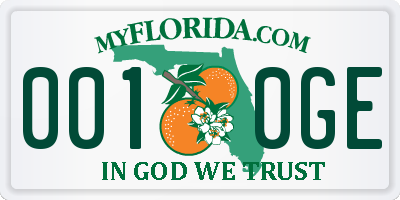 FL license plate 0010GE