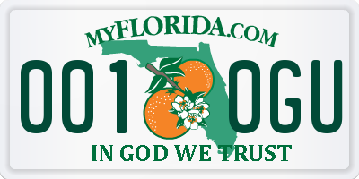 FL license plate 0010GU