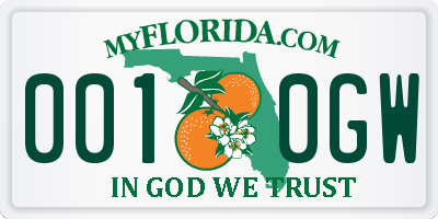 FL license plate 0010GW