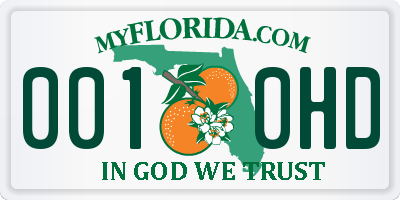 FL license plate 0010HD