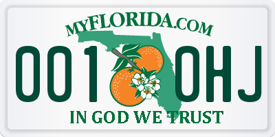 FL license plate 0010HJ