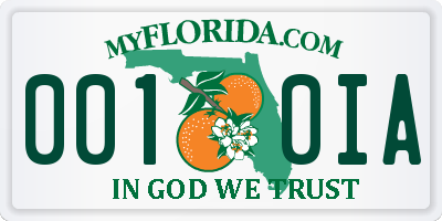 FL license plate 0010IA