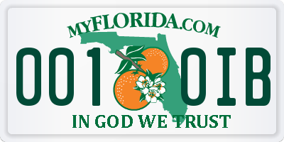 FL license plate 0010IB