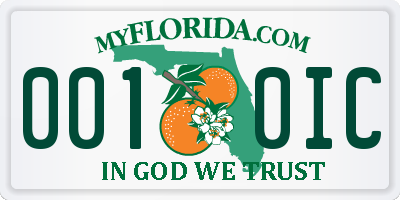 FL license plate 0010IC