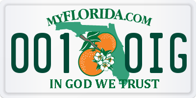 FL license plate 0010IG