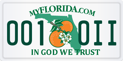 FL license plate 0010II