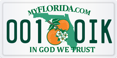 FL license plate 0010IK