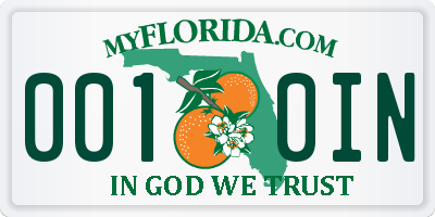 FL license plate 0010IN