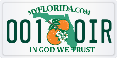 FL license plate 0010IR