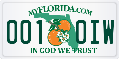 FL license plate 0010IW