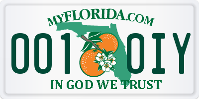 FL license plate 0010IY