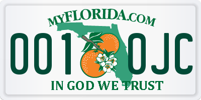 FL license plate 0010JC