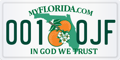 FL license plate 0010JF