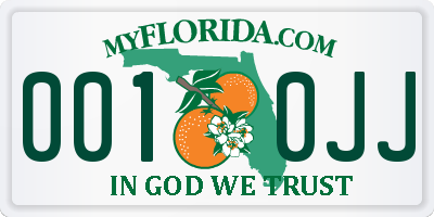 FL license plate 0010JJ