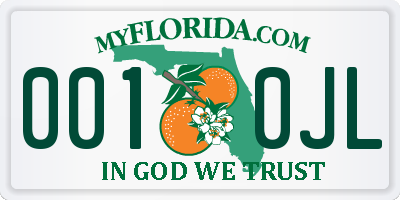 FL license plate 0010JL