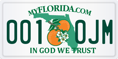 FL license plate 0010JM