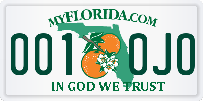 FL license plate 0010JO