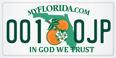 FL license plate 0010JP