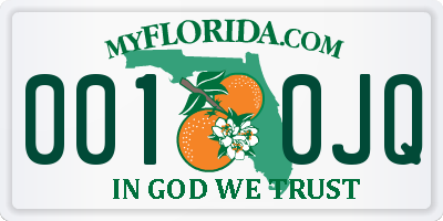 FL license plate 0010JQ