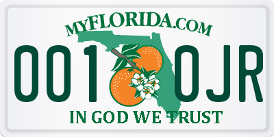 FL license plate 0010JR